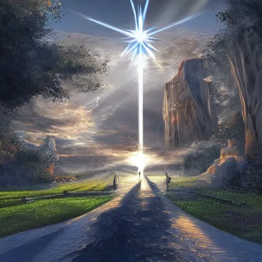 Image similar to futuristic rapture jesus christ sun rays second coming revelations beautiful concept art