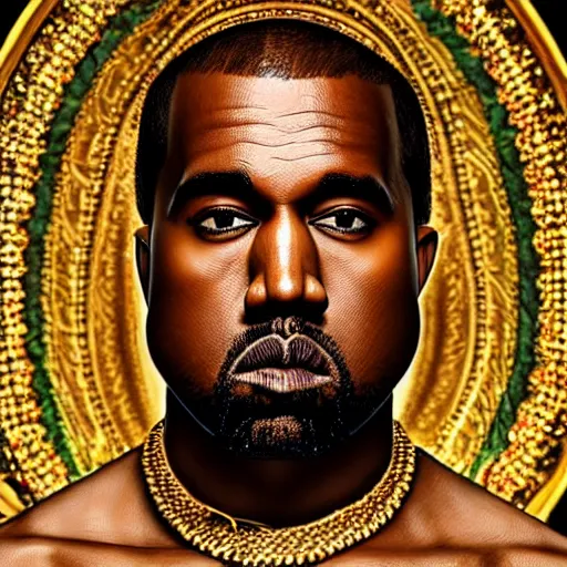 Image similar to kanye west as god, Cinematic, Portrait, Ultra-HD, Beautiful Lighting, insanely detailed and intricate, hypermaximalist, elegant, ornate, hyper realistic, super detailed