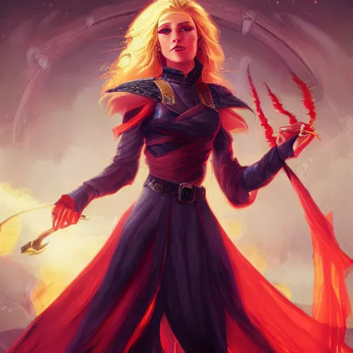 Prompt: Fire Witch, Storming the empire, by Charlie Bowater