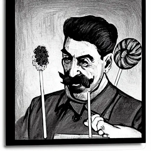 Prompt: joseph stalin riding a roller coasters holding a lollipop by thiebaud, wayne