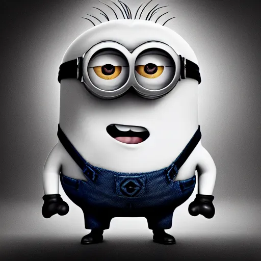 Prompt: black & white epic!!! photograph of a minion from “ despicable me ” in the gym, motivational poster, highly detailed, cinematic lighting, photo, award - winning photograph, professional photograph, dramatic posing, 8 k quality, dramatic rim lighting, high quality