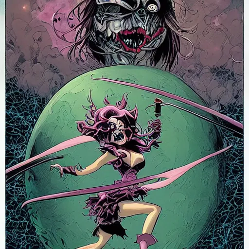 Prompt: the laughing witch, by yoichi hatakenaka, masamune shirow, josan gonzales and dan mumford