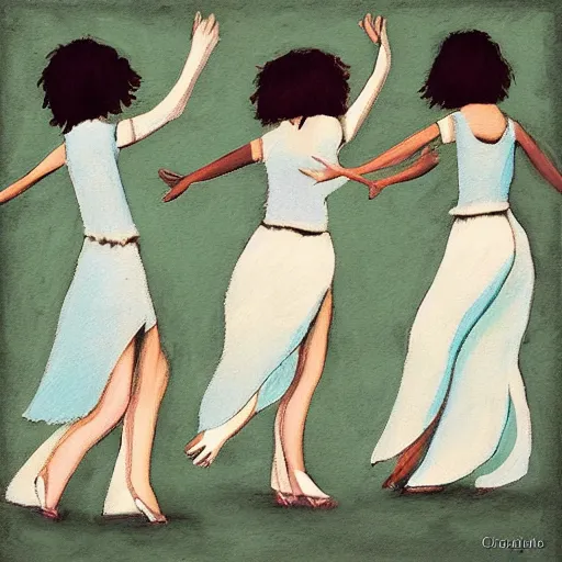 Prompt: “four dancing girls by Christoph Ruckhäberle”