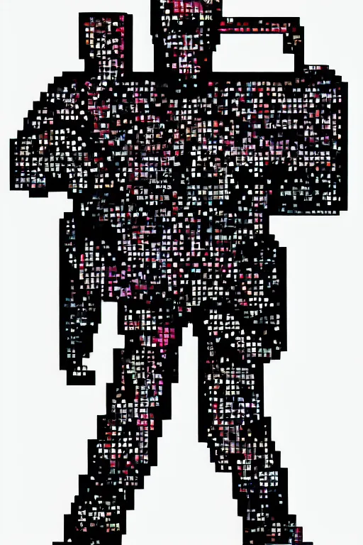 Image similar to man made of tv static, game character