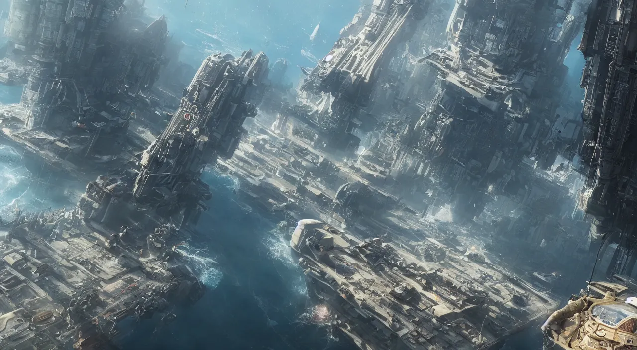 Image similar to A city of the future at the bottom of the sea,.highly realistic, hyper detailed,cinematic,4k,digital art,unreal engine 5,Retro Futurism,18mm lens, cinematic,80s sci-fi by Greg Rutkowski and Chris Foss