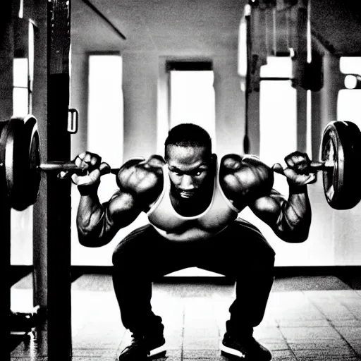 Prompt: black & white epic!!! photograph of super mario in the gym lifting a dumbbell with one hand, very angry!!!!!! face, motivational poster, highly detailed, cinematic lighting, photo, award - winning photograph, professional photograph, dramatic posing, 8 k quality, dramatic rim lighting, high quality