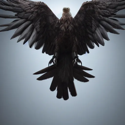 Image similar to A extremely realistic photo of an eagle with night vision goggles, standing bird, sharp claws, cloudy, midnight, smoke, ultra high detail digital art, trending on Artstation, unreal engine