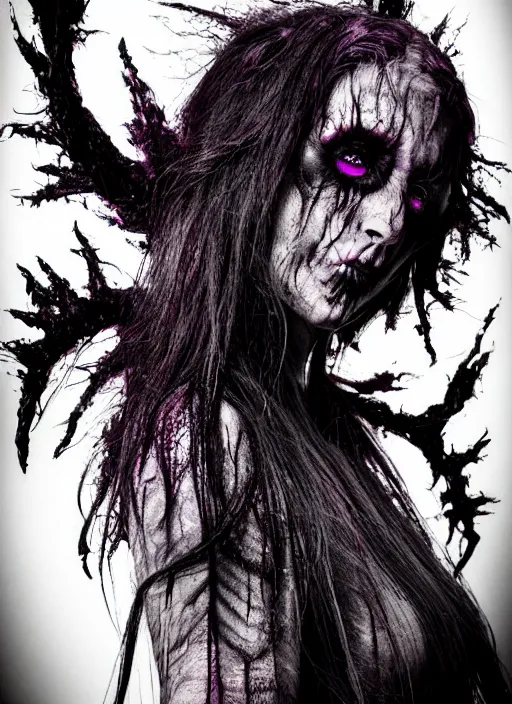 Prompt: gothic soul - spirit with galaxy dead eyes, random decor of necro blast, psycho colors veins, realistic flavor, twisted sorrow fade soft, award winning photoshoot, godzilla 3