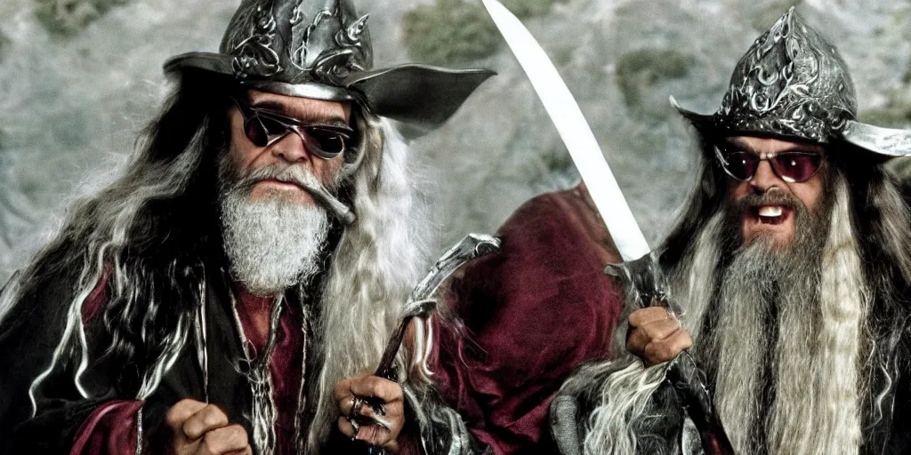 Prompt: macho man randy savage dressed as gandalf in the lord of the rings