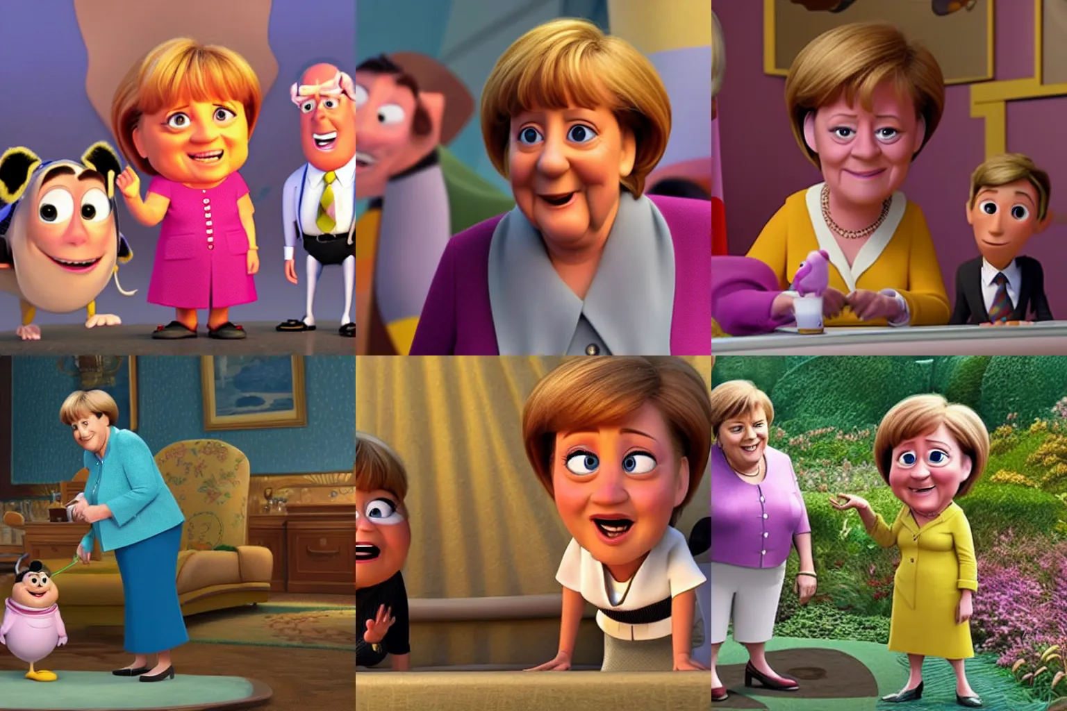 Prompt: Merkel as seen in Disney Pixar\'s Up (2009)