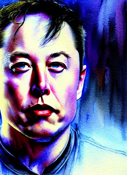 Prompt: portrait, Elon Musk , watercolor, dramatic lighting, cinematic, establishing shot, extremely high detail, foto realistic, cinematic lighting, pen and ink, intricate line drawings, by Yoshitaka Amano, Ruan Jia, Kentaro Miura, Artgerm, post processed, concept art, artstation, matte painting, style by eddie mendoza, raphael lacoste, alex ross