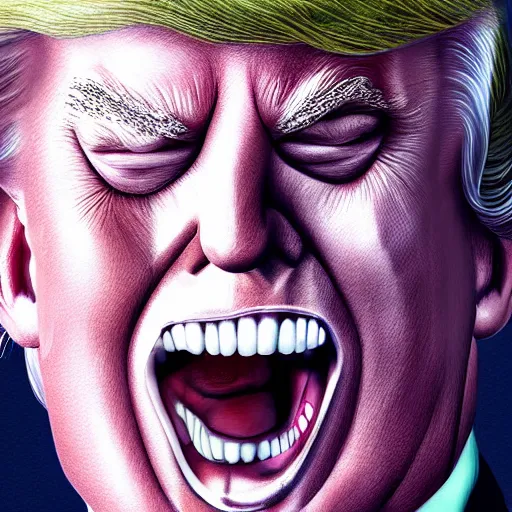 Image similar to “ Donald Trump as a vampire, realistic, digital painting, scary”