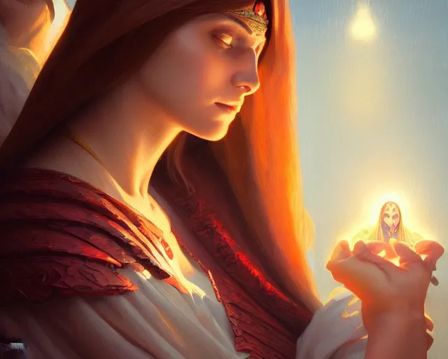 Image similar to jesus christ, photography of kurzgesagt, deep focus, d & d, fantasy, intricate, elegant, highly detailed, digital painting, artstation, concept art, matte, sharp focus, illustration, hearthstone, art by artgerm and greg rutkowski and alphonse mucha