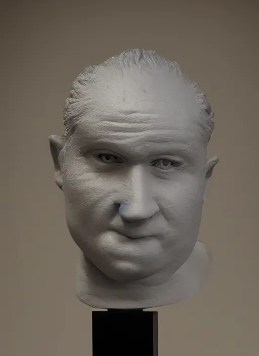 Image similar to stylised bust sculpture of Jonny Rotten, beautiful studio lighting