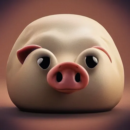 Image similar to “ pixar style pig meditating on a format mushroom cap. ”