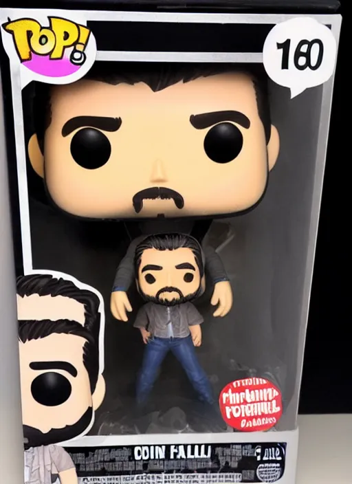 Image similar to Colin Farrell as a Pop Funko figure