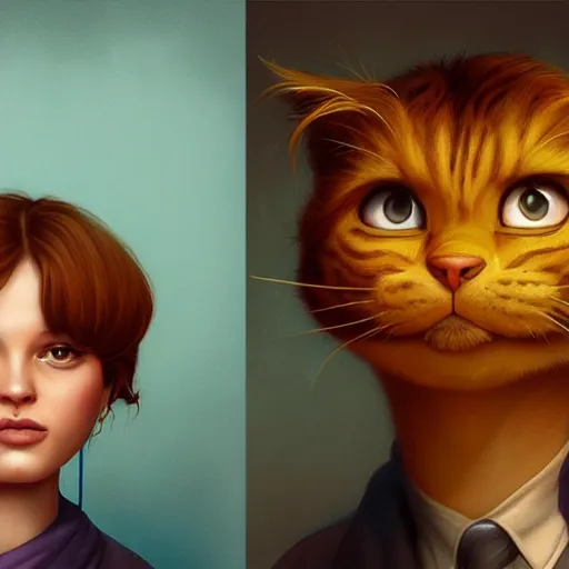 Prompt: lofi garfield portrait, Pixar style, by Tristan Eaton Stanley Artgerm and Tom Bagshaw.