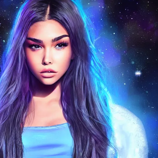 Image similar to madison beer a an intergalactic popstar, render, blender render, unity render, 4 k wallpaper, art station trending, artstation 4 k coherent, coherent, 4 k, detailed