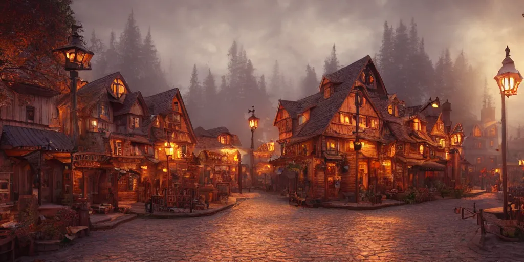 Prompt: a small steampunk wooden village, rich, soft colours, natural, steam, big clocks, concept art, octane render, unreal engine, in the style of luca guadagnino, highly detailed, high quality, artstation, digital art, 8 k hdr, cinematic, dramatic lighting, scenic, rich colour scheme