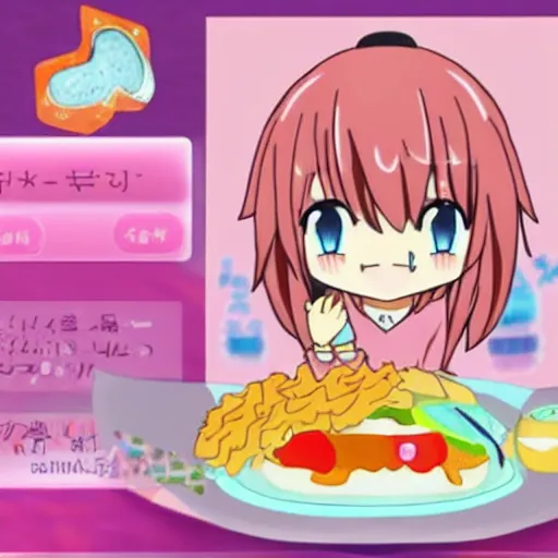 Image similar to generate a cute teenager anime mascot for food