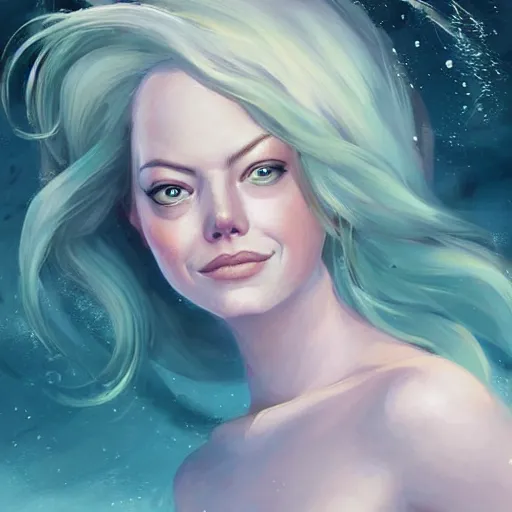 Image similar to emma stone as sea mermaid, artwork by charlie bowater,