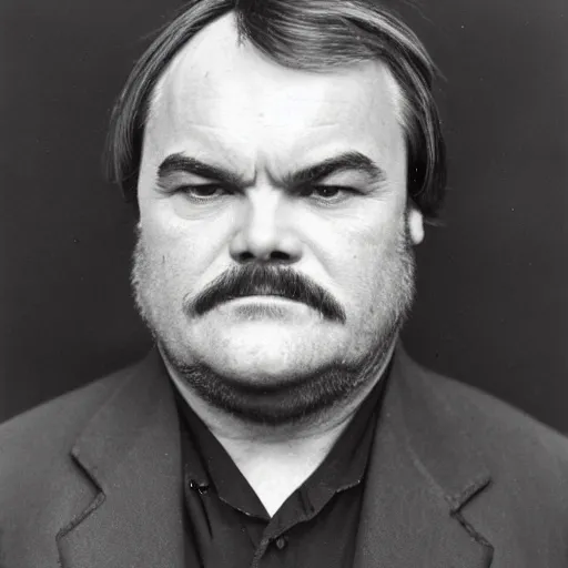 Prompt: frontal portrait photo of jack black, aged sixty