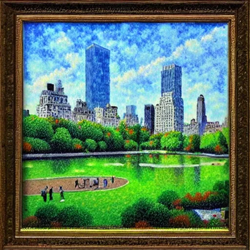 Image similar to Central park, Pointillism, Central park new york city, trending on artstation