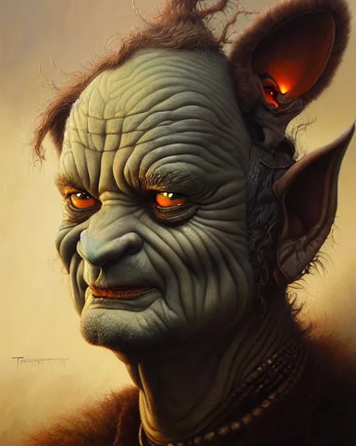 Image similar to a detailed portrait of an bill murray orc by tomasz alen kopera and peter mohrbacher