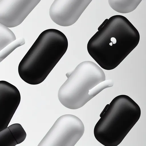 Image similar to black airpods pro case with marshmallow logo on it, studio, product photo