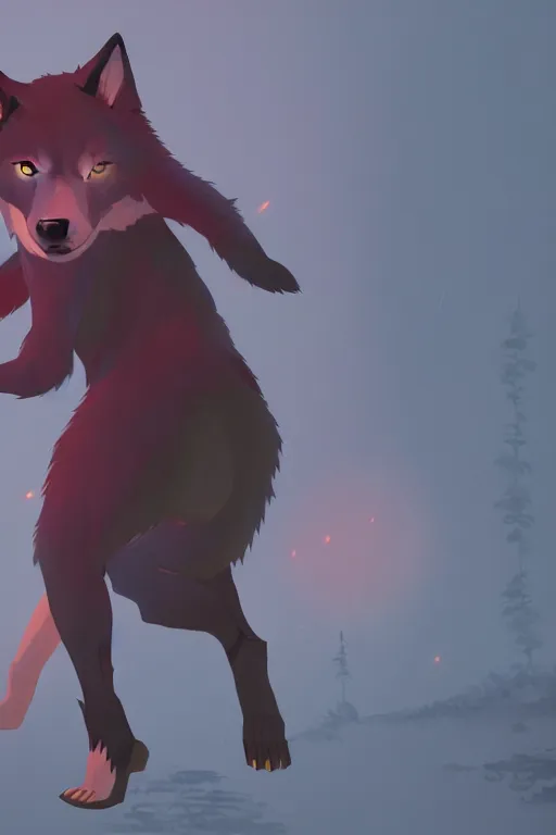 Image similar to furry anthro wolf fursona, a full body portrait of a the sellsword marissa bell, short red hair, fantasy, makoto shinkai, james gilleard, very detailed, matte, gaussian blur