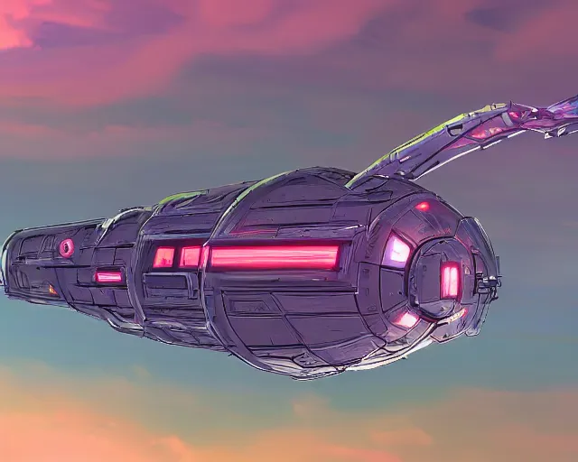 Prompt: cyberpunk zeppelin, scifi concept art