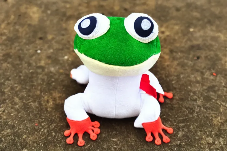 Image similar to frog plushie wearing a sailor suit