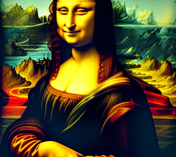 Prompt: A portrait of mona lisa, holding a giant weed joint, smoke, 8k, hyper-detailed, cinematic