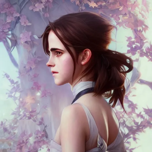 Image similar to ultra realistic illustration, emma watson anime, intricate, elegant, highly detailed, digital painting, artstation, concept art, smooth, sharp focus, illustration, art by artgerm and greg rutkowski and alphonse mucha and wlop