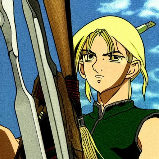 Image similar to legolas from the anime lord of the rings (1986), studio ghibli, very detailed, realistic