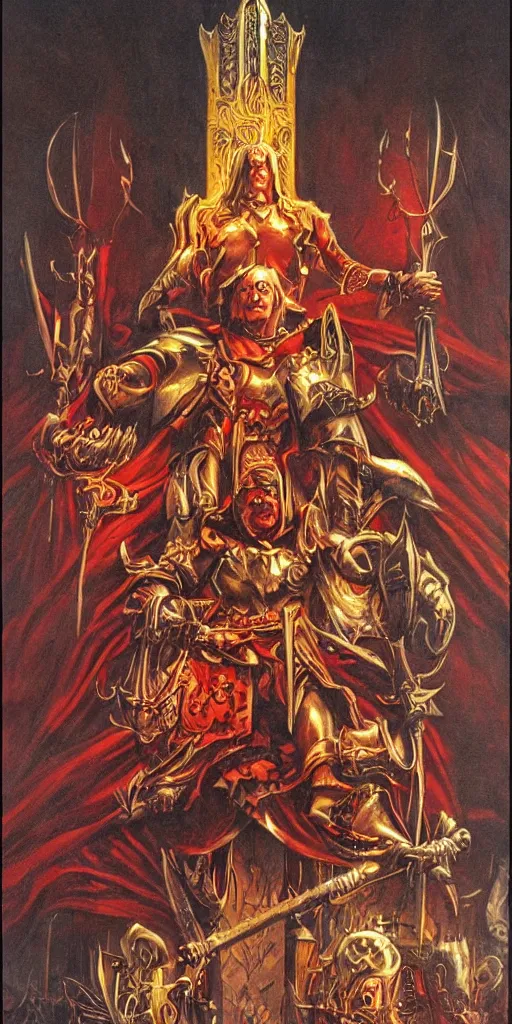 Image similar to Artwork by Clyde Caldwell of The Sanguinary Grail.