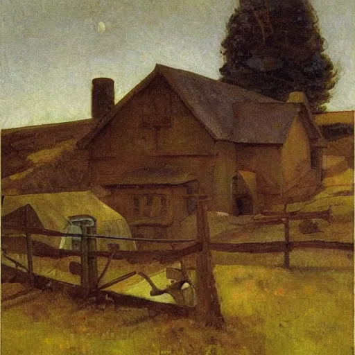 Image similar to a farmhouse by n c wyeth