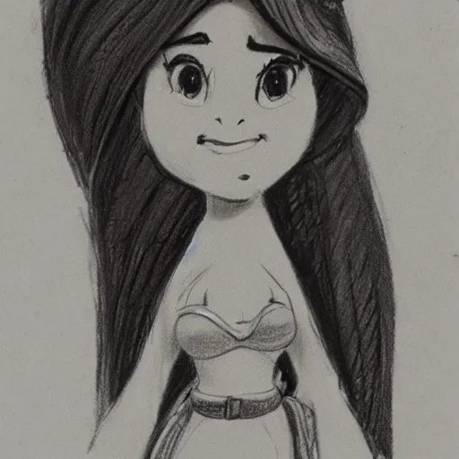 Image similar to milt kahl sketch of a cuban girl who looks like a squirrel as princess padme in star wars episode 3