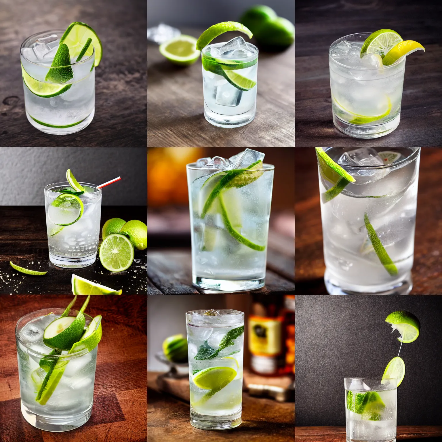 Prompt: gin an tonic drink with imagin gin brand, depth of field, food photography, hyper realistic,