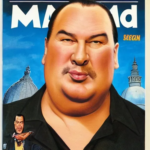 Image similar to mad magazine cover photo portrait caricature obese steven seagal