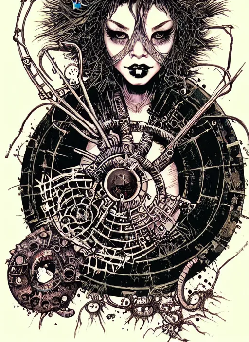 Image similar to a portrait of a pretty sewer punk young lady by aaron horkey