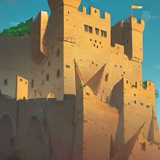 Prompt: View of the Castle of Peñiscola, mattepainting concept Blizzard pixar maya engine on stylized background splash comics global illumination lighting artstation lois van baarle, ilya kuvshinov, rossdraws