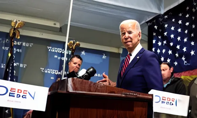 Image similar to joe biden giving an underwater press conference