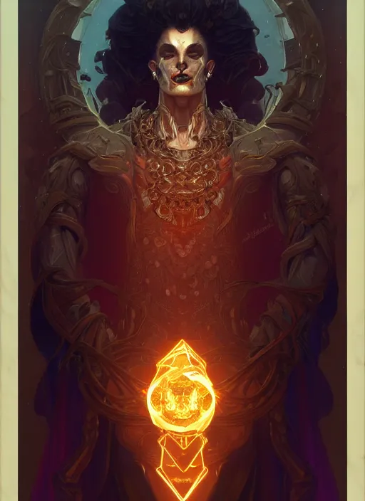 Image similar to portrait of hades, god of death, fantasy, glowing lights!! intricate, elegant, highly detailed, artstation, concept art, smooth, sharp focus, hearthstone, illustration, art by artgerm and greg rutkowski and alphonse mucha, 8 k