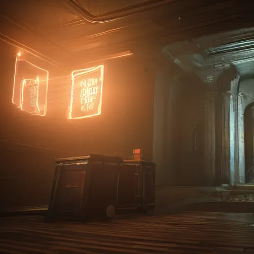 Image similar to a glowing time machine, realistic, atmospheric, rendered in unreal engine, dramatic lighting