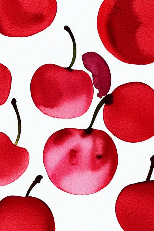 Prompt: minimalist watercolor art of a cherry, illustration, vector art