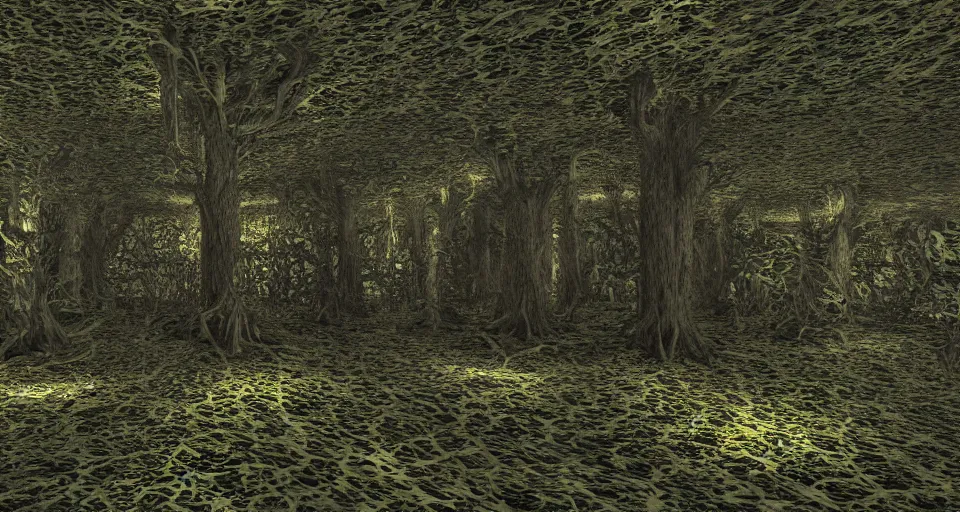 Prompt: 3d Render of deep sea forest, grainy, noisy