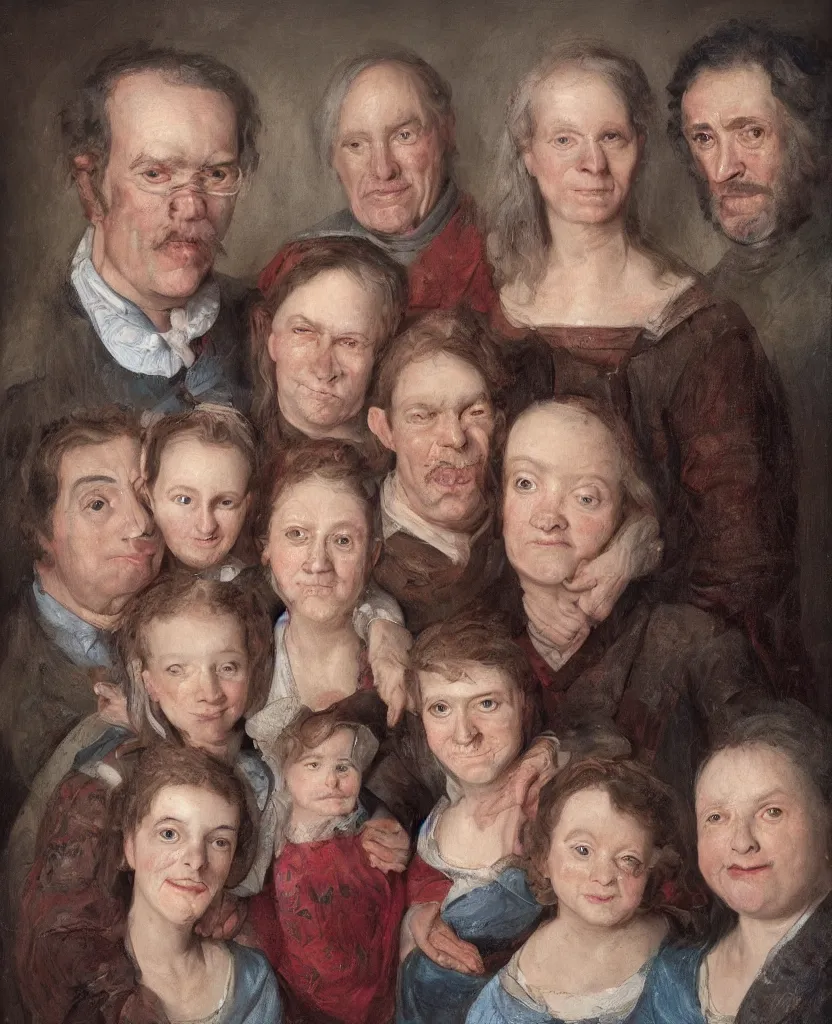 Image similar to portrait of an ugly family, realistic, 8 k