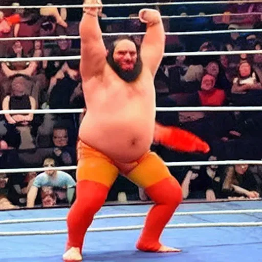 Image similar to professional wrestler dressed as a shrimp