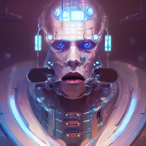 Prompt: a portrait of a cybernetic frankenstein monster, cyberpunk concept art by pete mohrbacher and wlop and artgerm and josan gonzales, digital art, highly detailed, intricate, sci-fi, sharp focus, Trending on Artstation HQ, deviantart, unreal engine 5, 4K UHD image